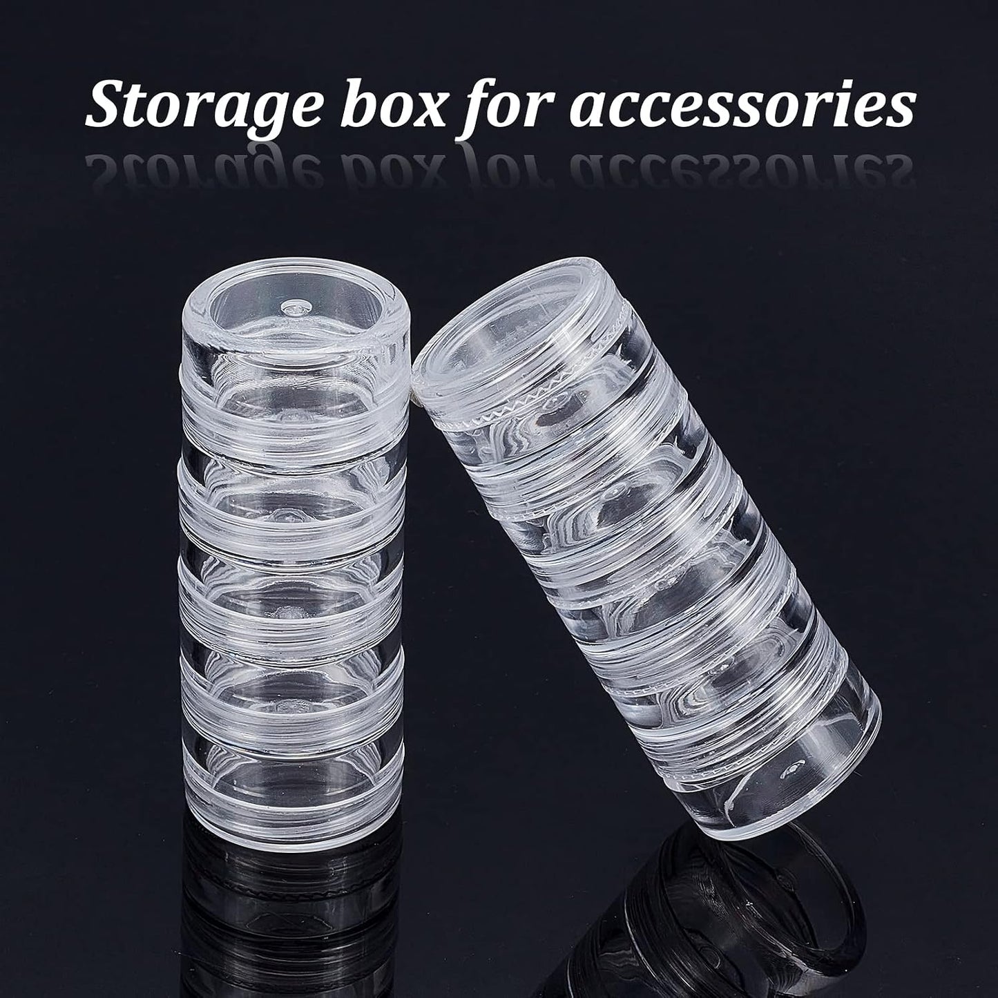 BENECREAT 5G/5ML Stackable Round Plastic Containers 8 Column(5 Layer/Column) Bead Storage Jars for Seed Beads, Diamond Drills and Other Jewelry Components