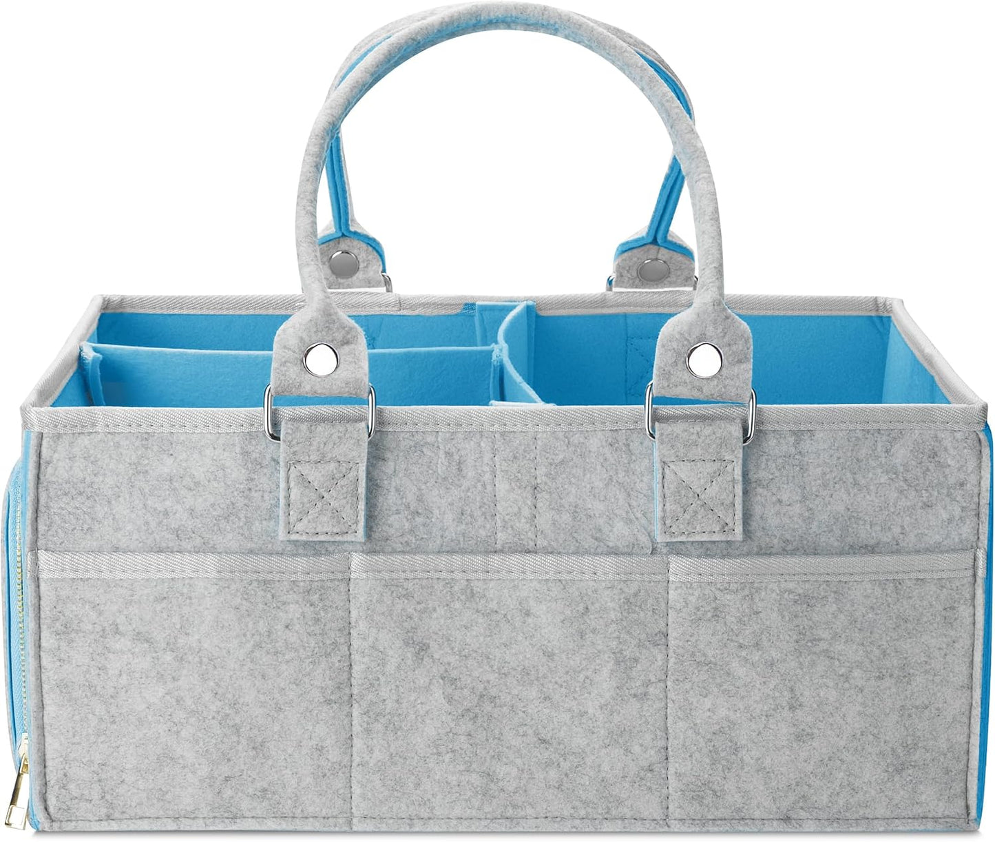 Mr. Pen- Baby Diaper Caddy Organizer, Gray, Blue Inside | Nursery Storage Bin and Car Organizer for Diapers and Baby Wipes