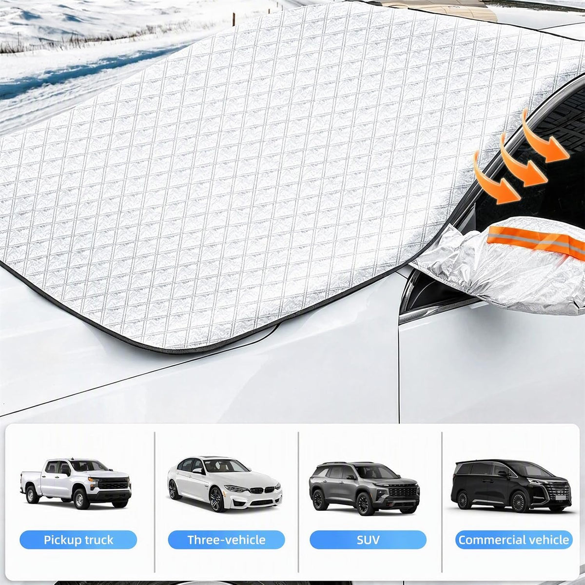 Windshield Cover for Snow and Ice, Car Windshield Cover Sun Shade 58"×45"