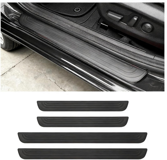 Car Door Sill Protector, 4PCS Anti-Scratch PVC Rubber Door Threshold Strip, Universal Waterproof Edge Guard for Car Truck SUV Exterior Paint Protection (Black, 2.36IN)