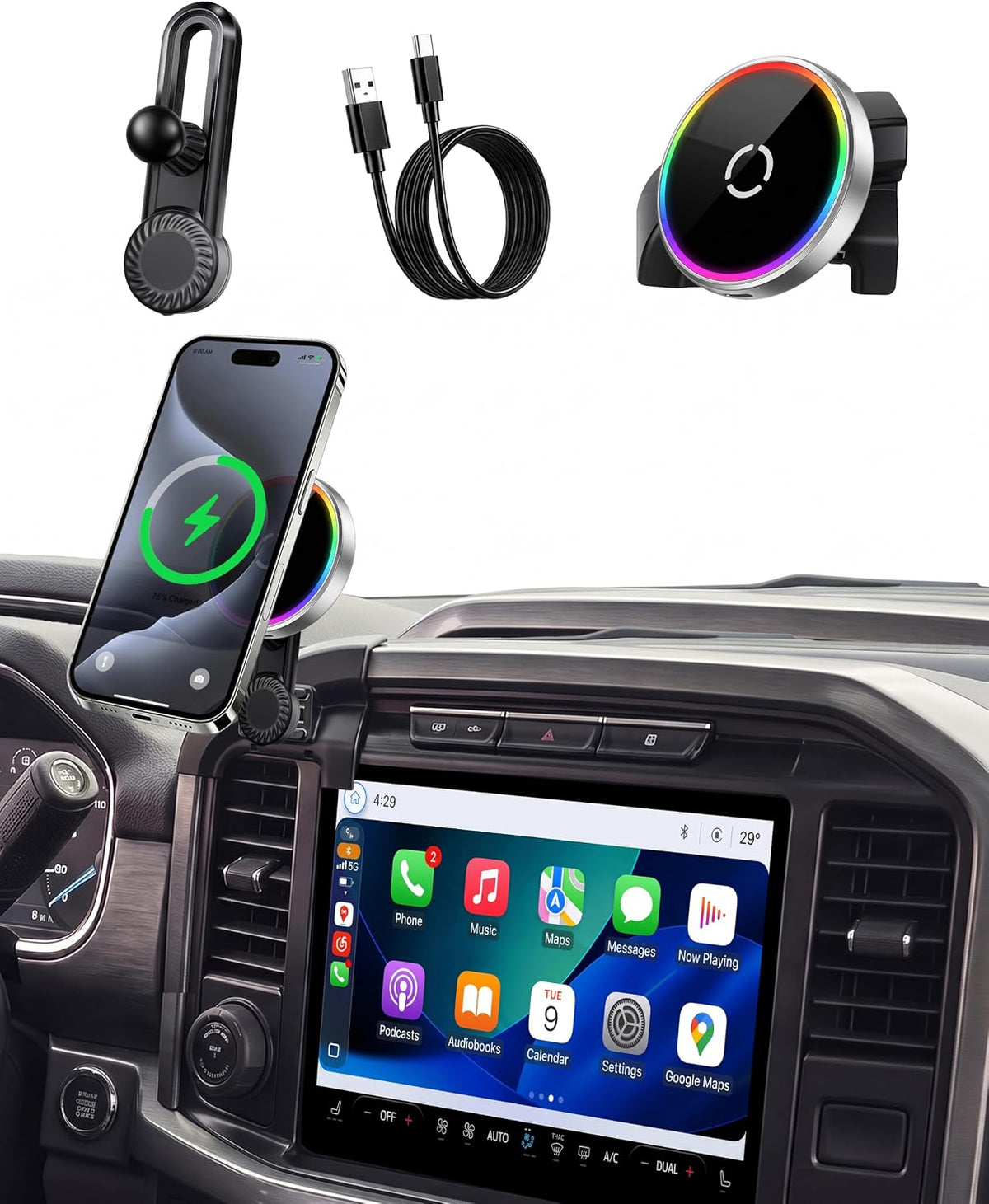 Wireless Car Charger for 2021-2026 Ford F150, 2025 Ford F-150 Accessories