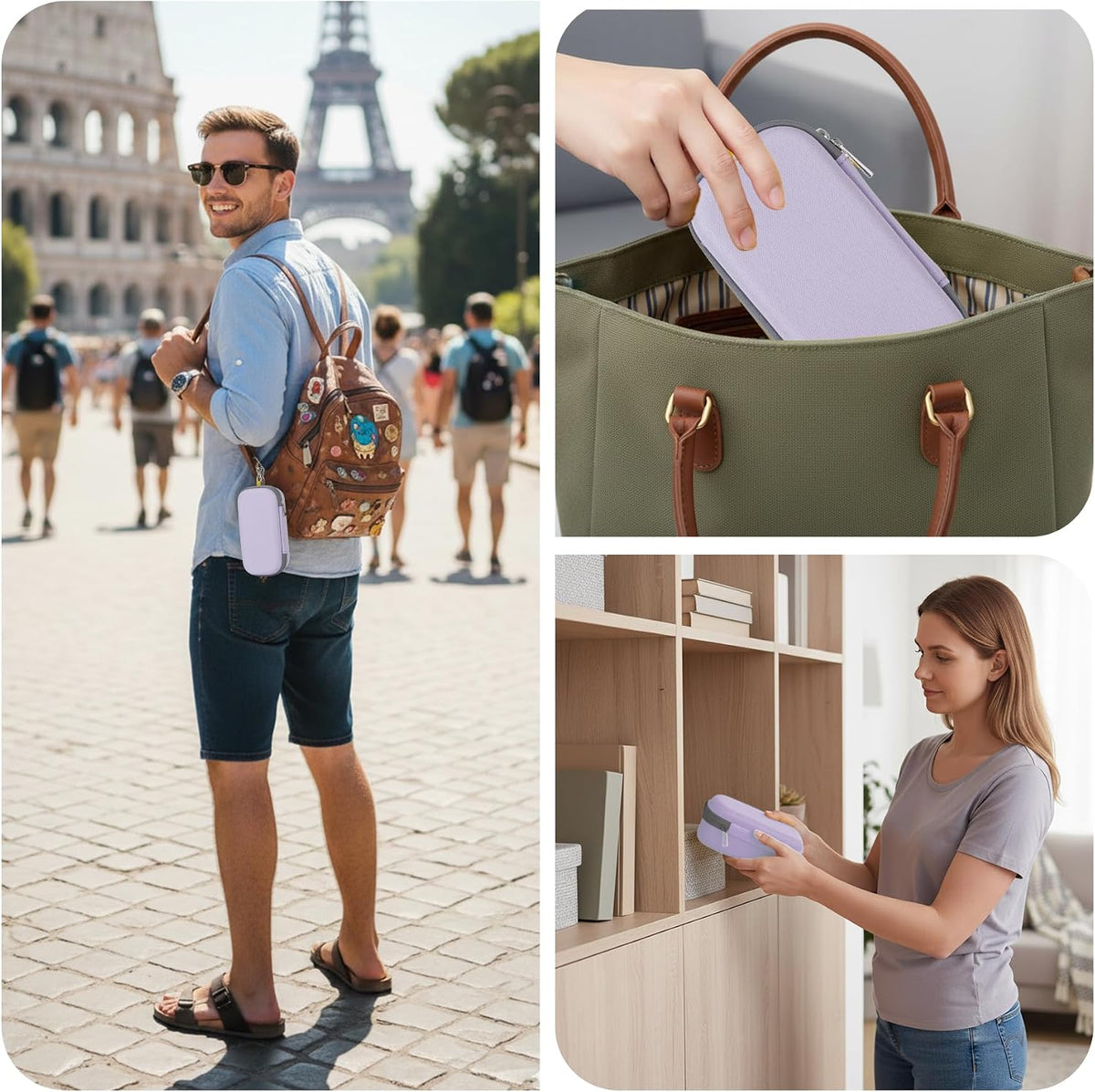 Double Eyeglasses Case, Hard Shell Glasses Case for Men Women