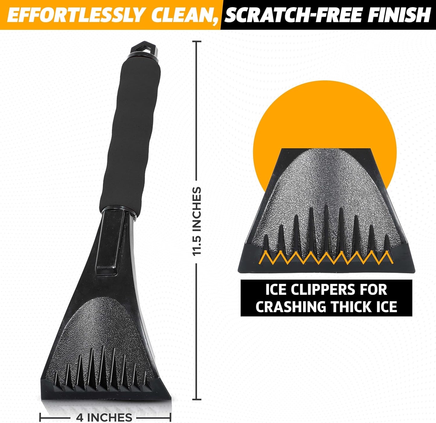 EcoNour Ice Scraper for Car Windshield | Snow Scraper for Car to Remove Snow, Frost, and Ice | 1 Pack Ice Sweeper for Car Windshield with Foam Handle for Perfect Grip | Frost Removal Accessories