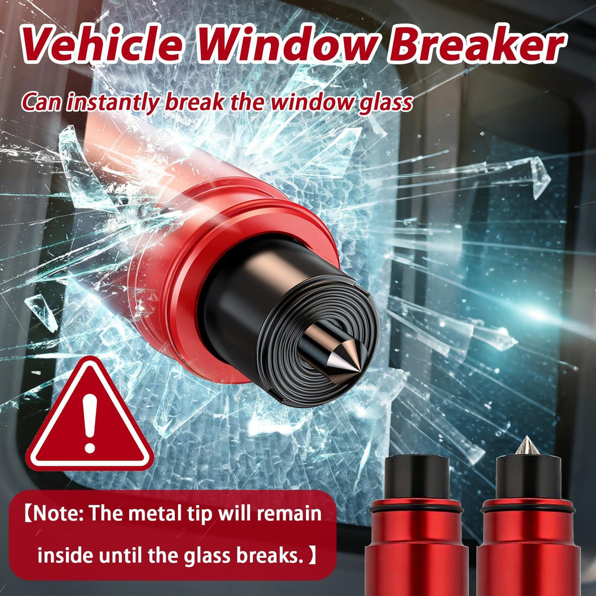 3 Pack Car Emergency Escape Tool, Upgraded Underwater Glass Breaker Hammer with Seatbelt Cutter, Multifunctional Vehicle Safety Rescue Tool Red Black Silver