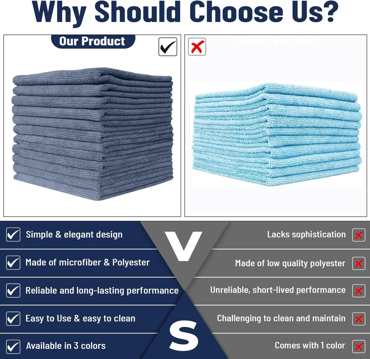 SAIU Microfiber Cleaning Cloths 16x16 in Grey/Blue/Yellow Higher Absorency 12 Pack, Car Washing Cloth Dry Dust Polish Multiple Uses (Grey)