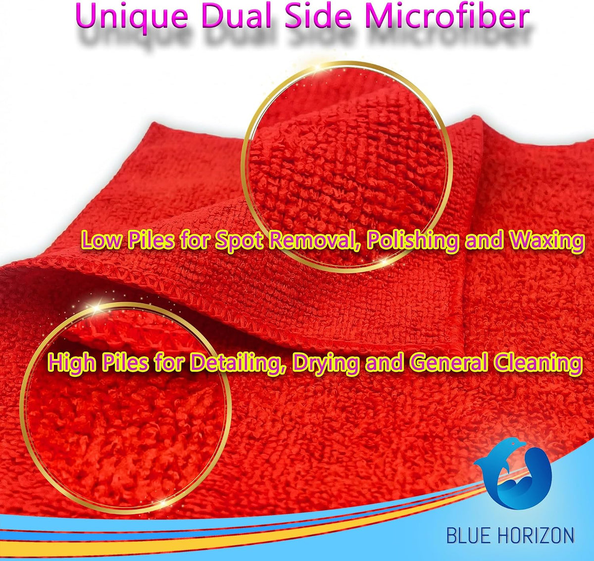 Red Microfiber Cleaning Towels, 3 Dozen Dual-Sided Cleaning Cloths Bulk Pack, Ultra Soft Plush Wash-Cloths, Micro-fiber Detailing Cleaning Cloths for Car, Household and Commercial (Red, 16" x 16")