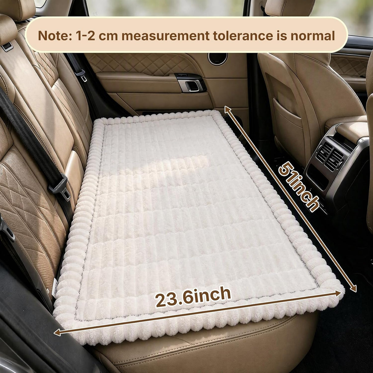 Dog Car Seat Cushion, Extra-Thick Non-Slip Backseat Mat, White