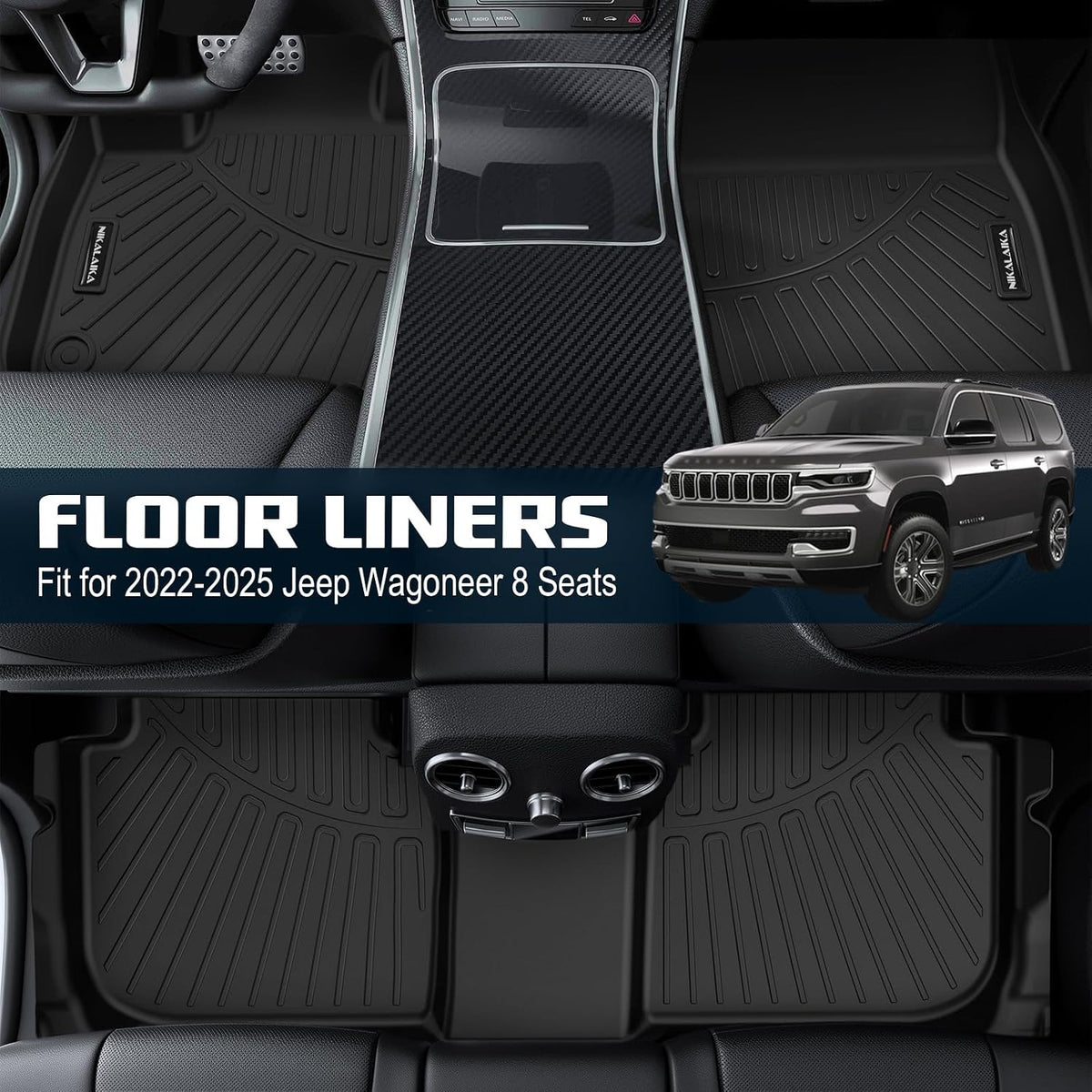 Floor Mats & Cargo Liner for 2022-2026 Jeep Wagoneer 8 Passenger (Non L/S)
