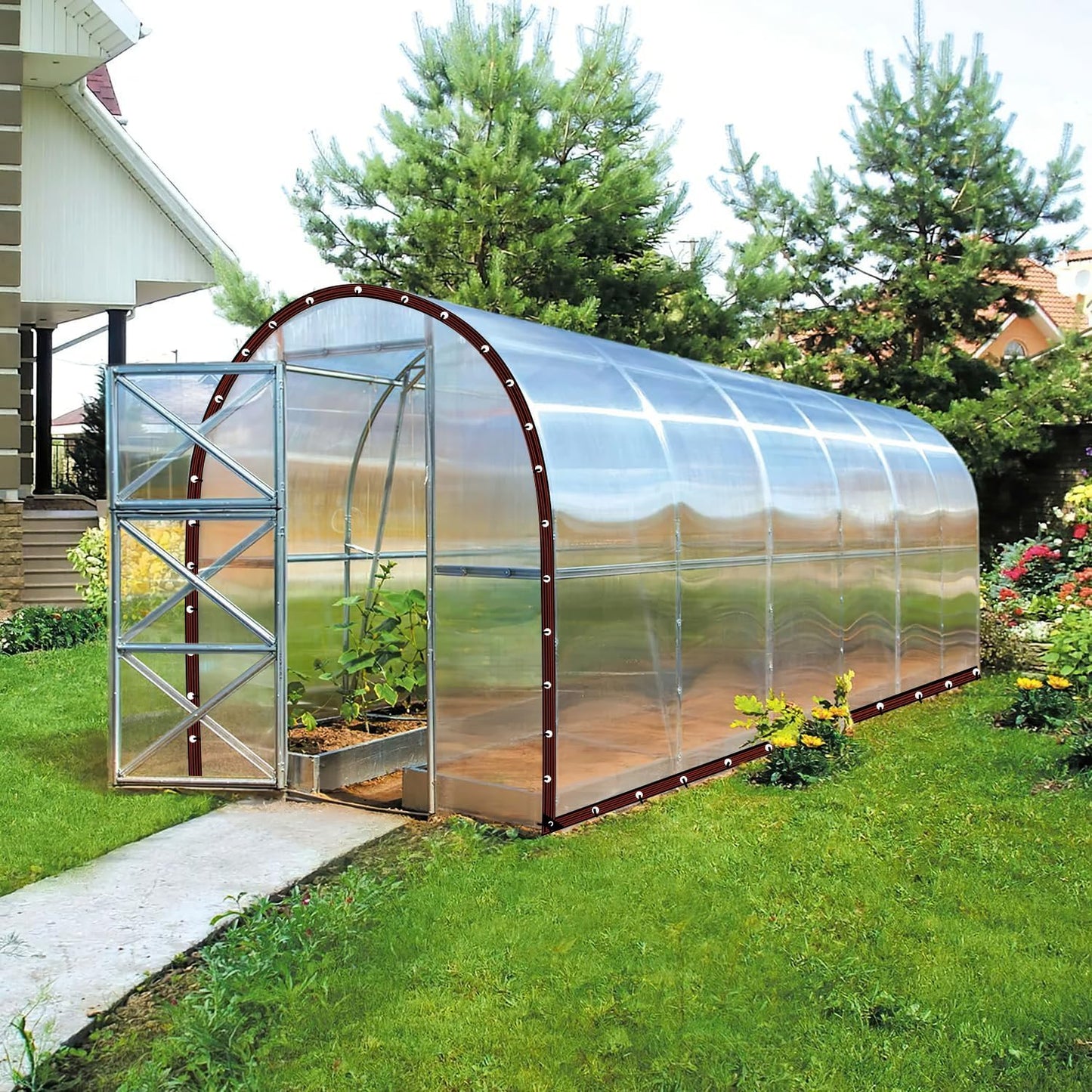 14X20FT Clear Plastic Tarp with Increase Grommets Windproof Heavy Duty Waterproof TransparentVinyl Tarps Tarpaulin Patio Enclosure for Winter Outdoor Porches Henhouse Rainproof Cover