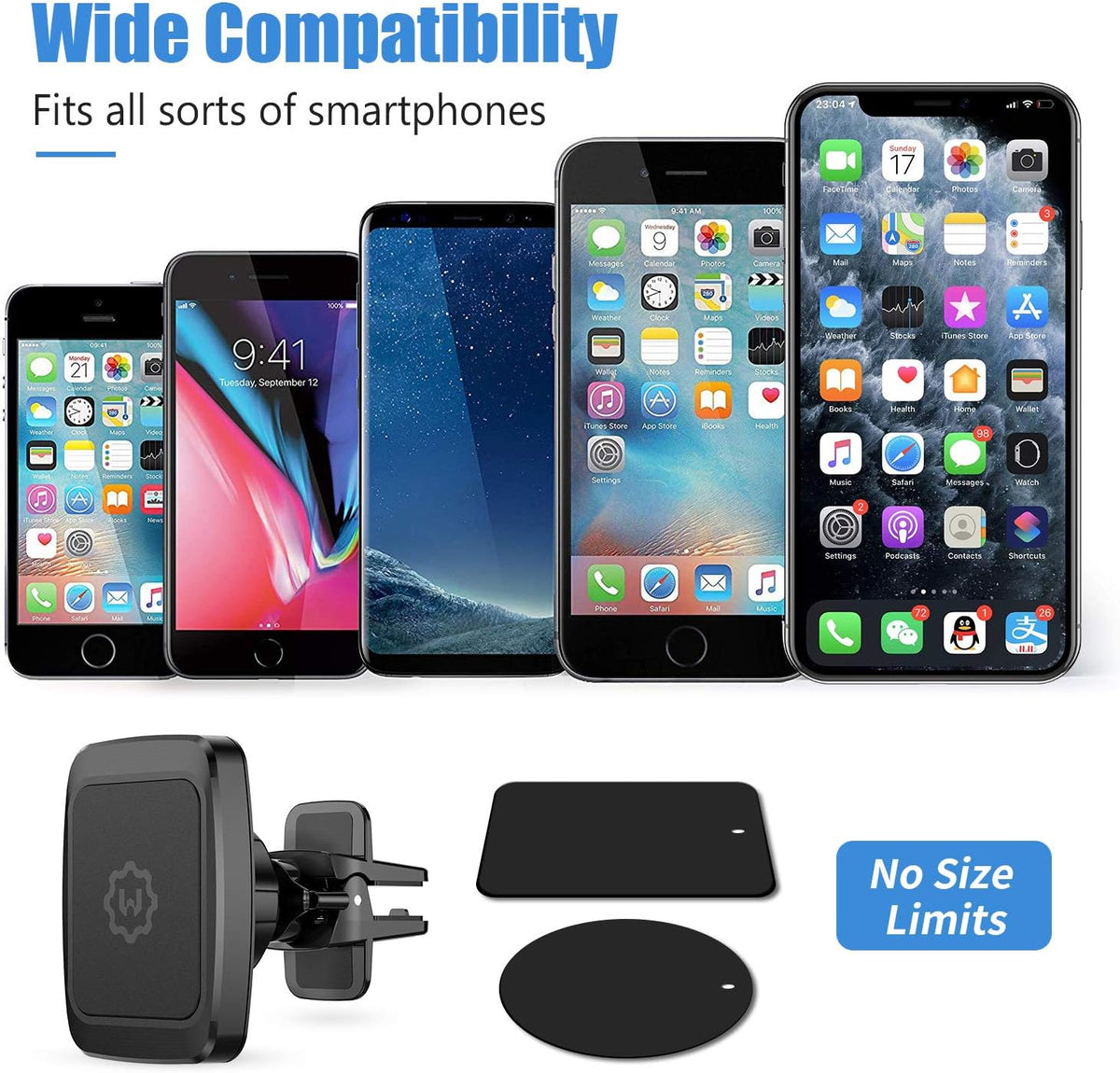 Magnetic Phone Car Mount, [2 Pack] Air Vent Car Phone Mount Holder, Phone Holder for Car with Twist-Lock Base, Compatible with All Smartphones
