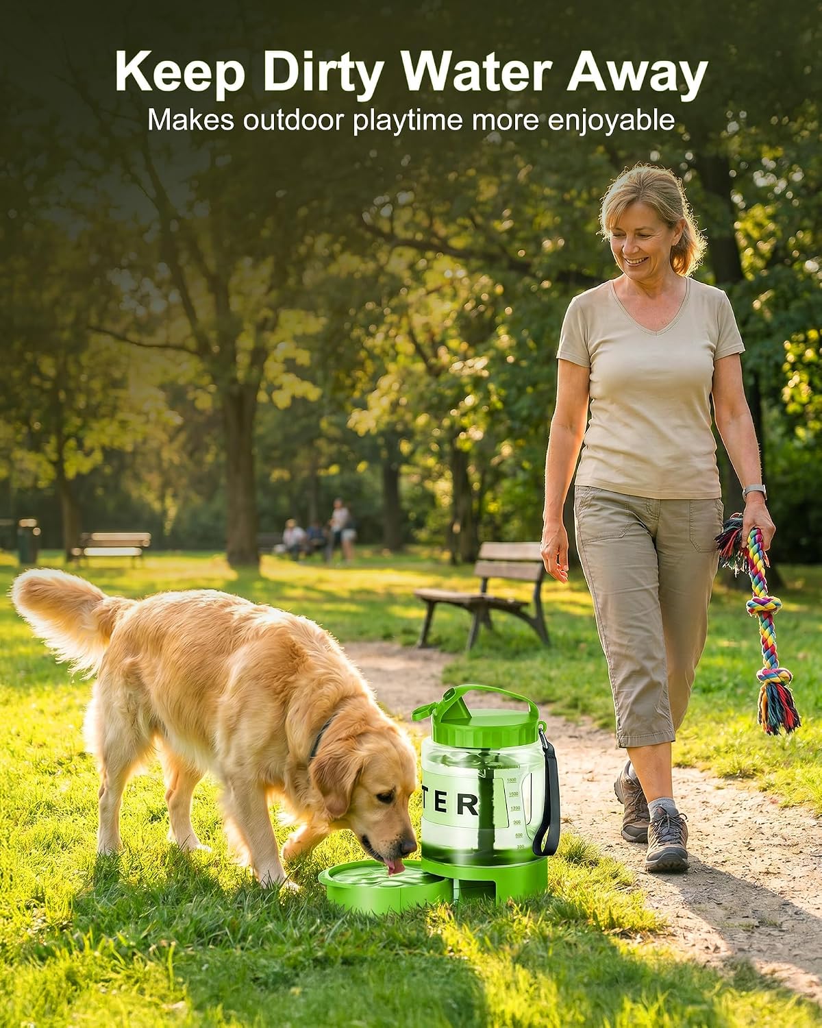 77oz Dog Water Dispenser, 2.2L Large Portable Dog Water Bottle with Pull-Out Drinking Bowl, BPA Free Leak-Proof Pet Travel Water Container for Camping, Hiking, Beach, Car Travel Essentials