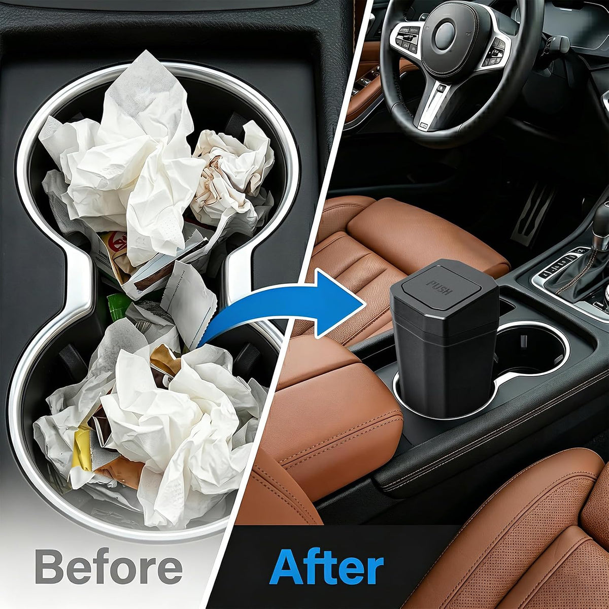 Car Trash Can, 2 Packs Leakproof Mini Car Garbage Can with Lid