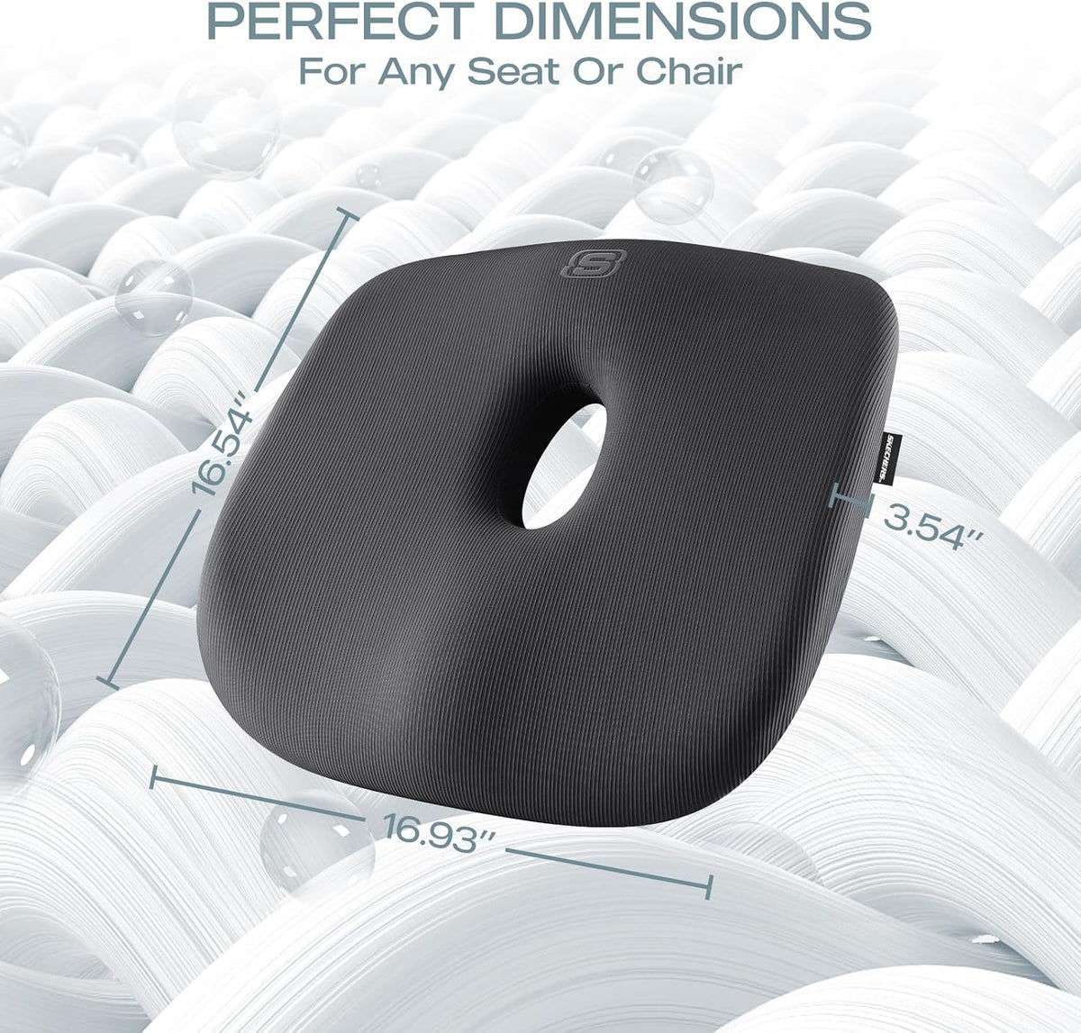 Skechers Seat Cushion Memory Foam,Donut Pillow Office Chair Cushion for Tailbone Pain Relief,Butt Pillow for Office Chair,Car seat Cushion,Long Sitting Office Workers,and Car Drivers,Black