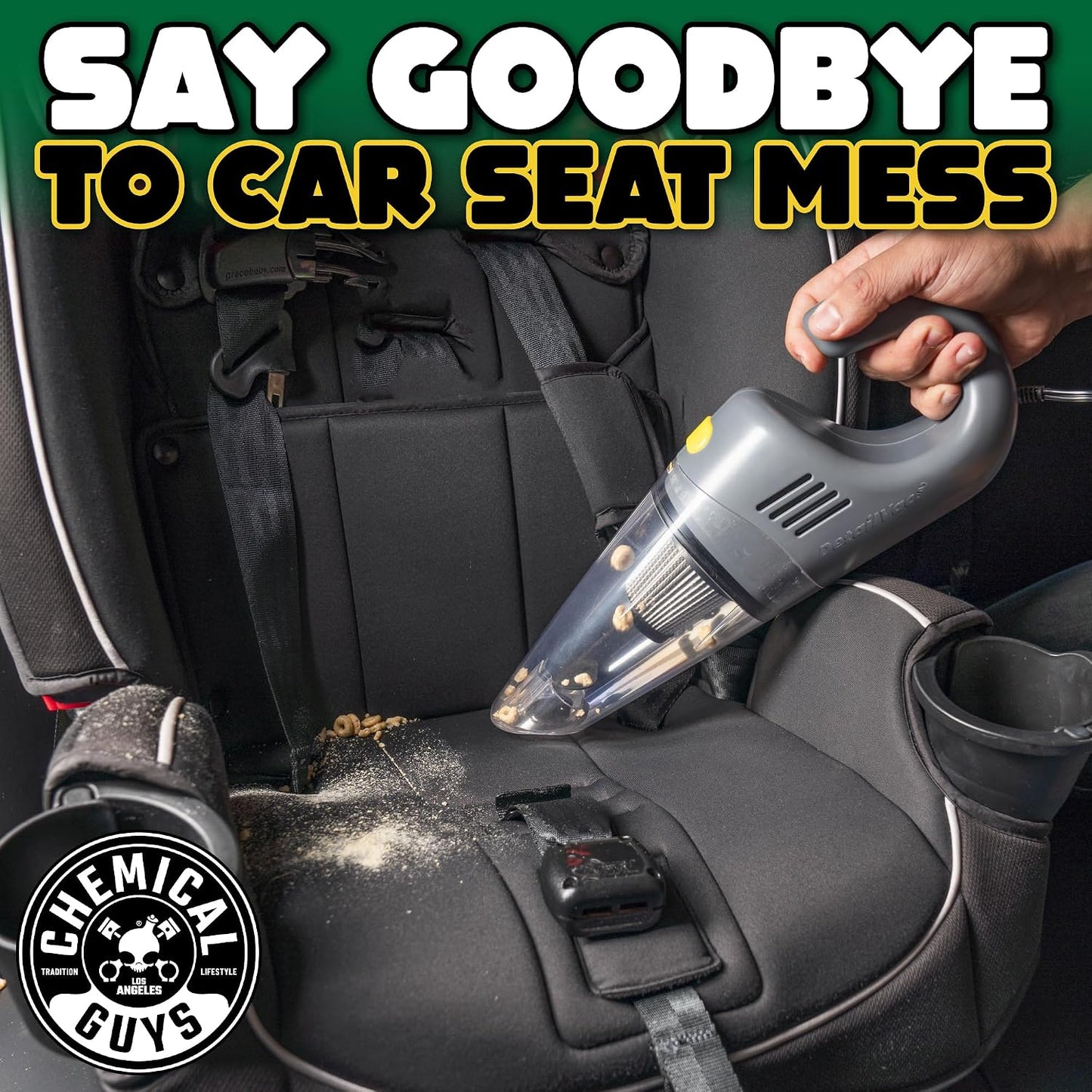 Chemical Guys EQP410315 DetailVac Handheld Portable Car Vacuum with Carpet & Upholstery Fabric Cleaning Kit (Great for Cars, Trucks, SUVs, RVs & More), 4 Item Kit