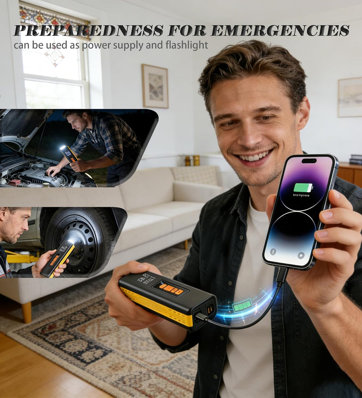 Tire Inflator Portable Air Compressor, 5X Faster 150 PSI Portable Tire Inflator for Car, Built-in Magnetic Storage, Auto Shut-Off Cordless Air Pump, LED Light for Cars, Motor, Bikes
