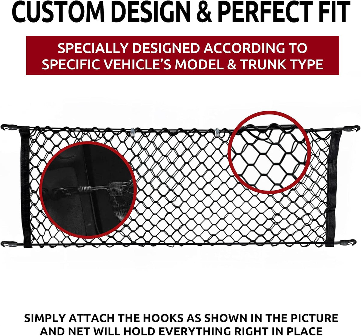 Envelope Style Automotive Elastic Trunk Mesh Cargo Net for Infiniti QX50 2018-2026 - Premium Trunk Organizers and Storage - Luggage Net for Crossover - Best Car Organizer for Infiniti QX55