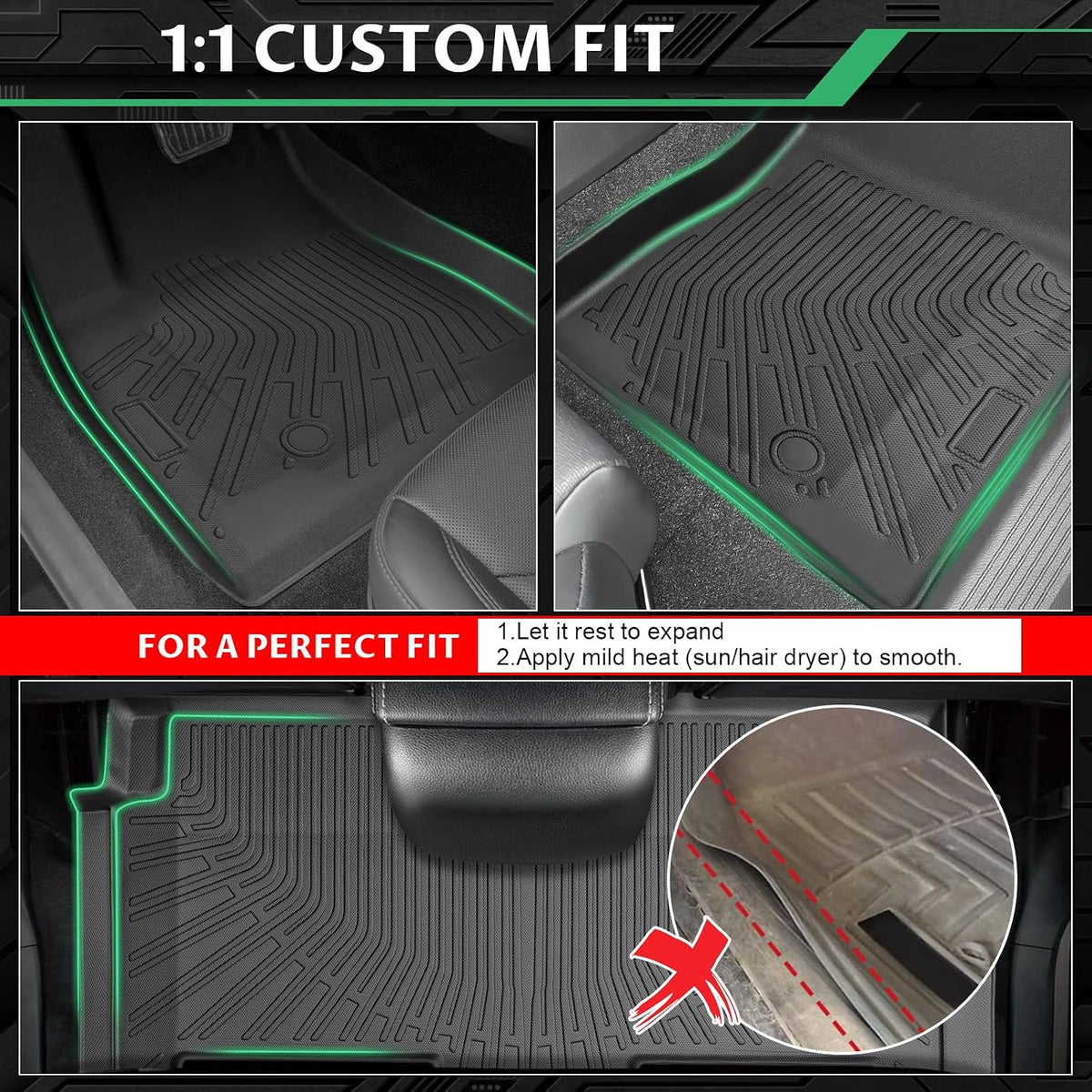 Floor Mats for Chrysler Town & Country 2008-2010 2011-2016(ONLY Stow'n Go)