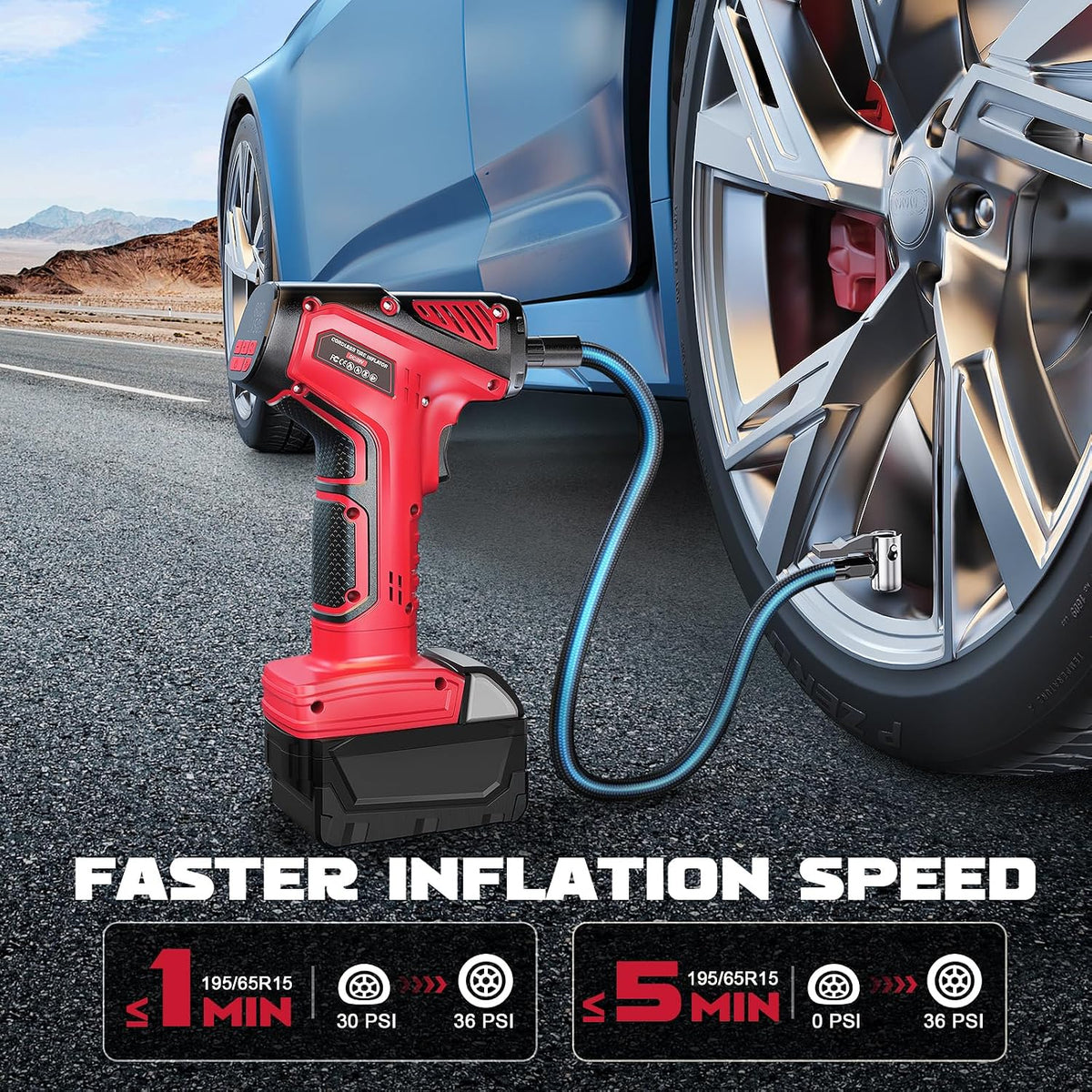 LIVOWALNY Tire Inflator Portable Air Compressor Compatible with Milwaukee 18V Battery, 150PSI Air Pump Cordless Tire Pump Digital Pressure Gauge, Tire Inflator for Car, Bike, Motorcycle (Tool Only)