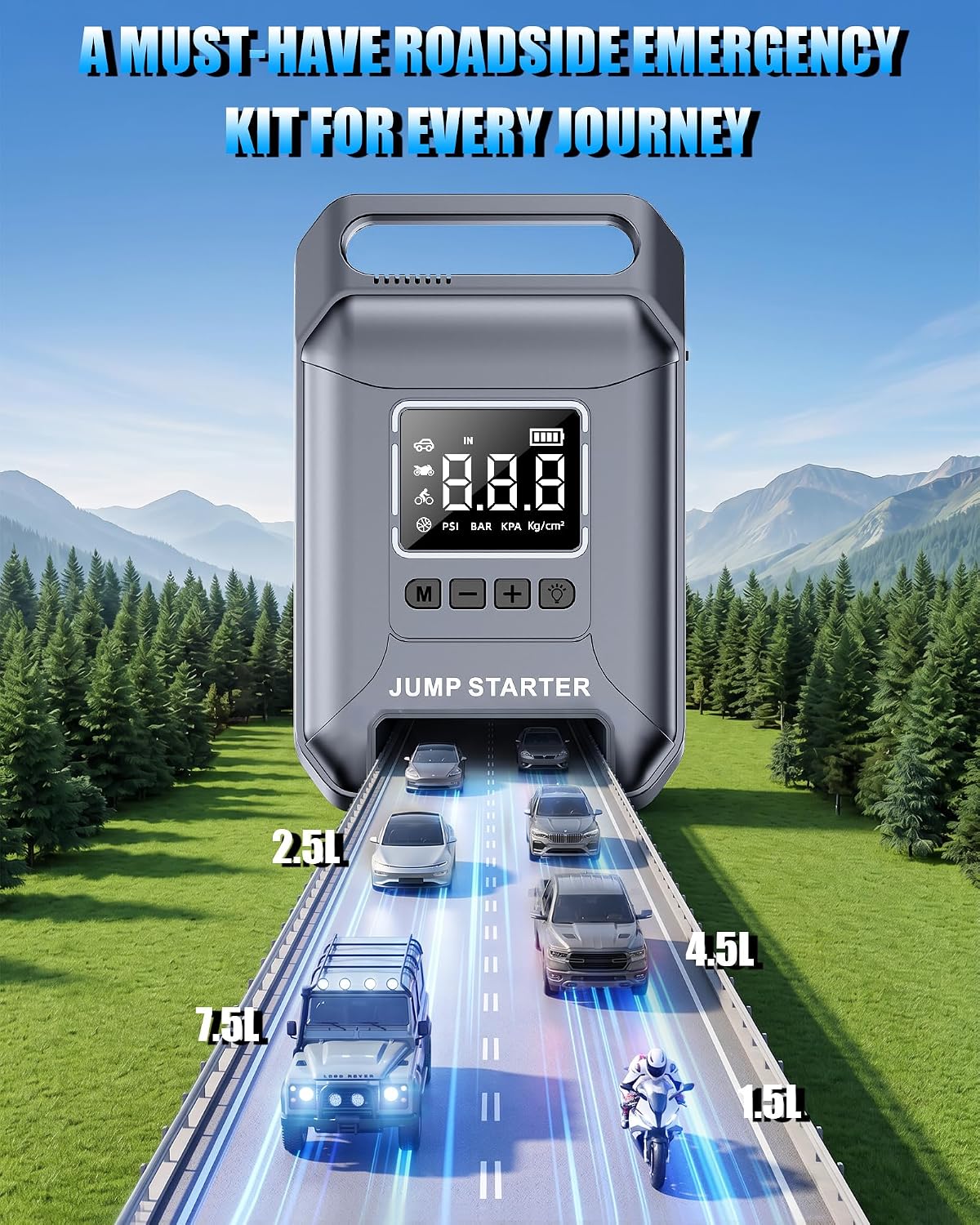Car Battery Jump Starter with Air Compressor Portable 8000A 160PSI