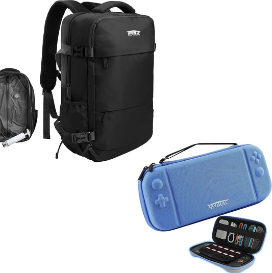 Vacuum Compression Backpack, Carry-On Size Travel Backpack with Vacuum System and Pump & Nintendo Switch 2 Carrying Case, Slim Hard Shell Travel Case