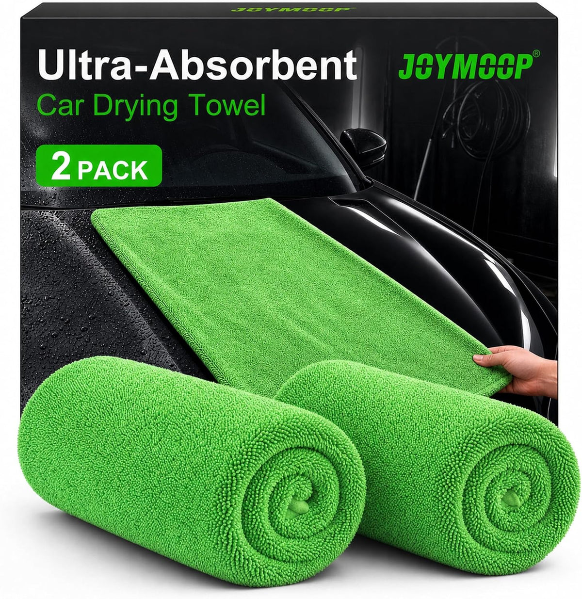 JOYMOOP Car Drying Towels,High-Density Microfiber Car Towel, Green