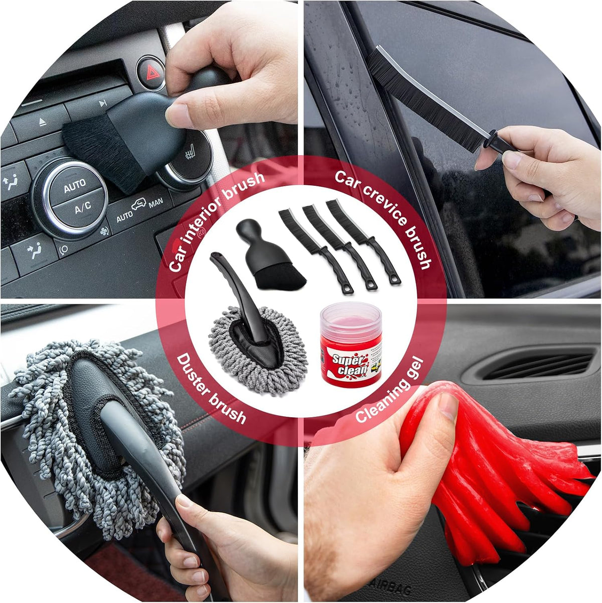 45Pcs Car Wash Cleaning Kit with High Power Handheld Vacuum Windshield Cleaning Tool with Side Mirror Squeegee Detailing Brushes Tire Brush Towels Complete Detailing Set for Car