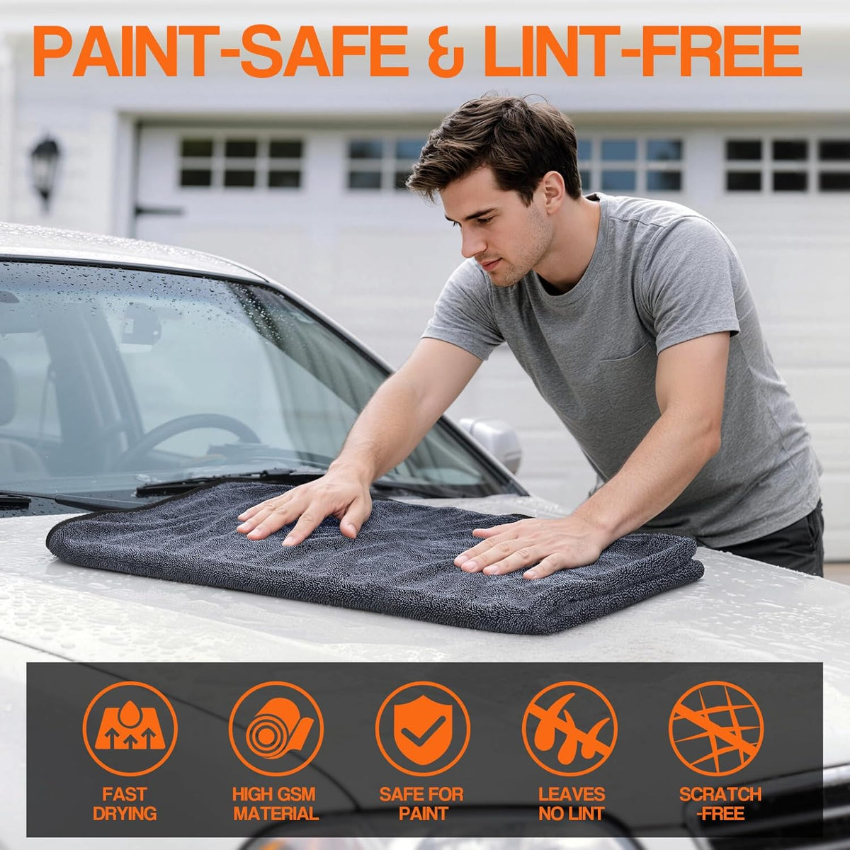 Car Drying Towels - 4 Pack 24 x 36 Inch Twisted Loop Microfiber Cloths
