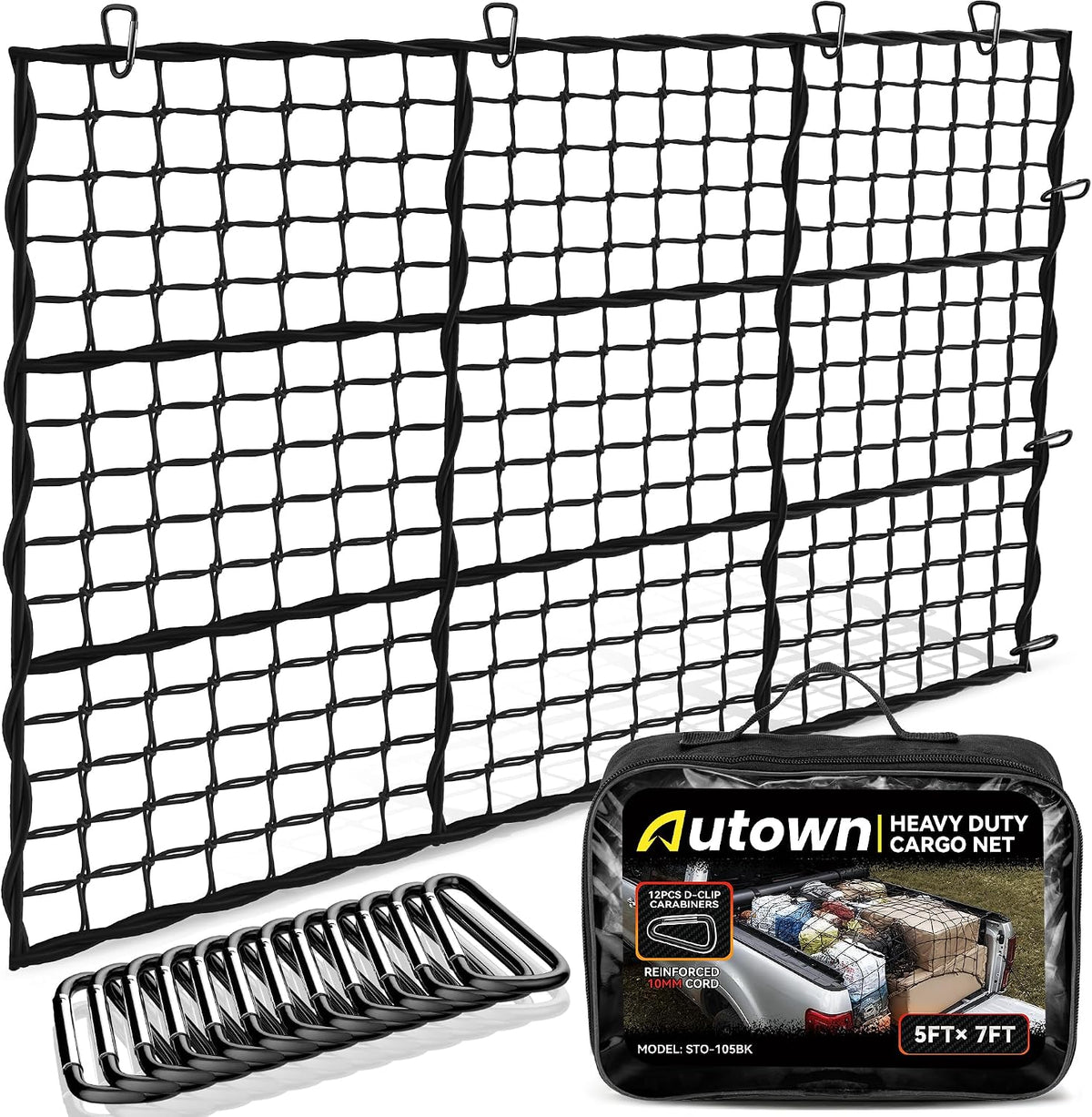 AUTOWN Cargo Net for Pickup Truck Bed with 10mm Triple-Strand Edge, 4'x6'