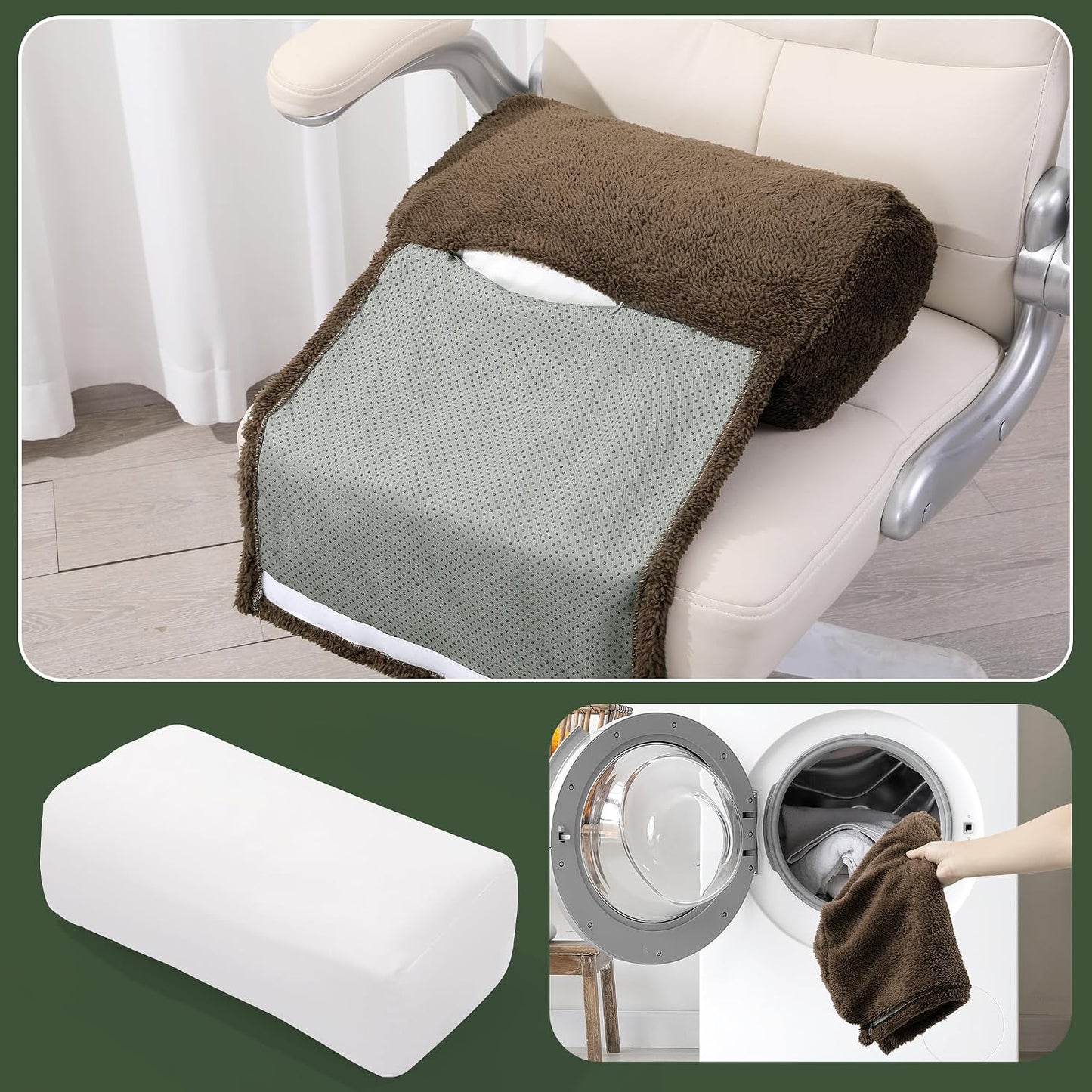 BALAPET Sherpa Head Recliner Pillow with Pocket,Headrest Neck Cushion for Neck Support and Pain Relief,Recliner Head Pillow for Side Sleeping at Home, Office or Traveling(Brown)