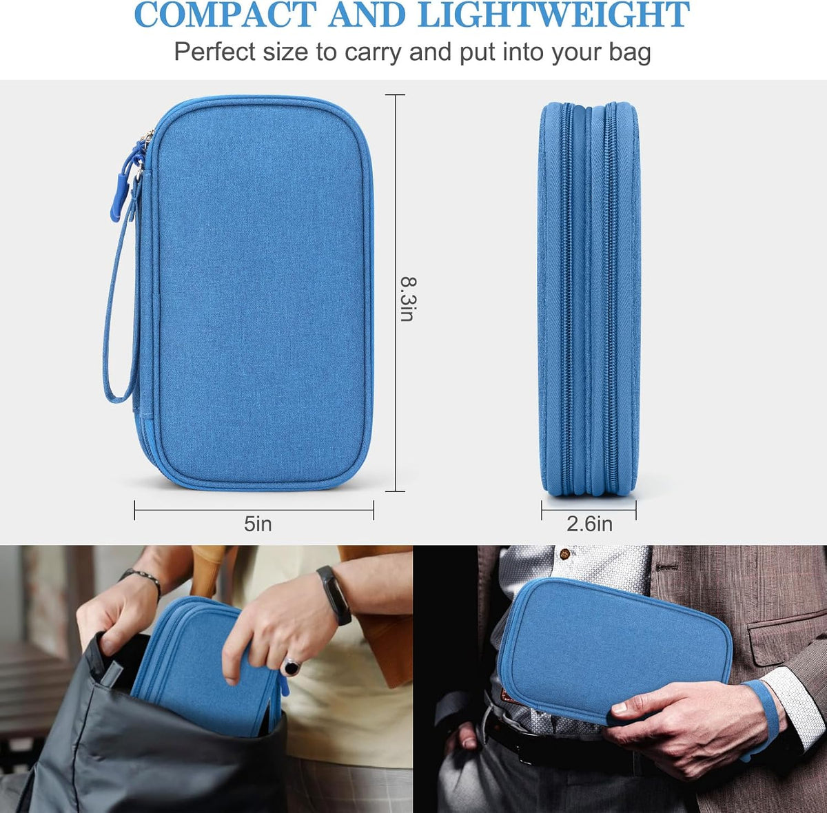 FYY Electronic Organizer, Travel Tech Pouch Bag, Medium, Cyan