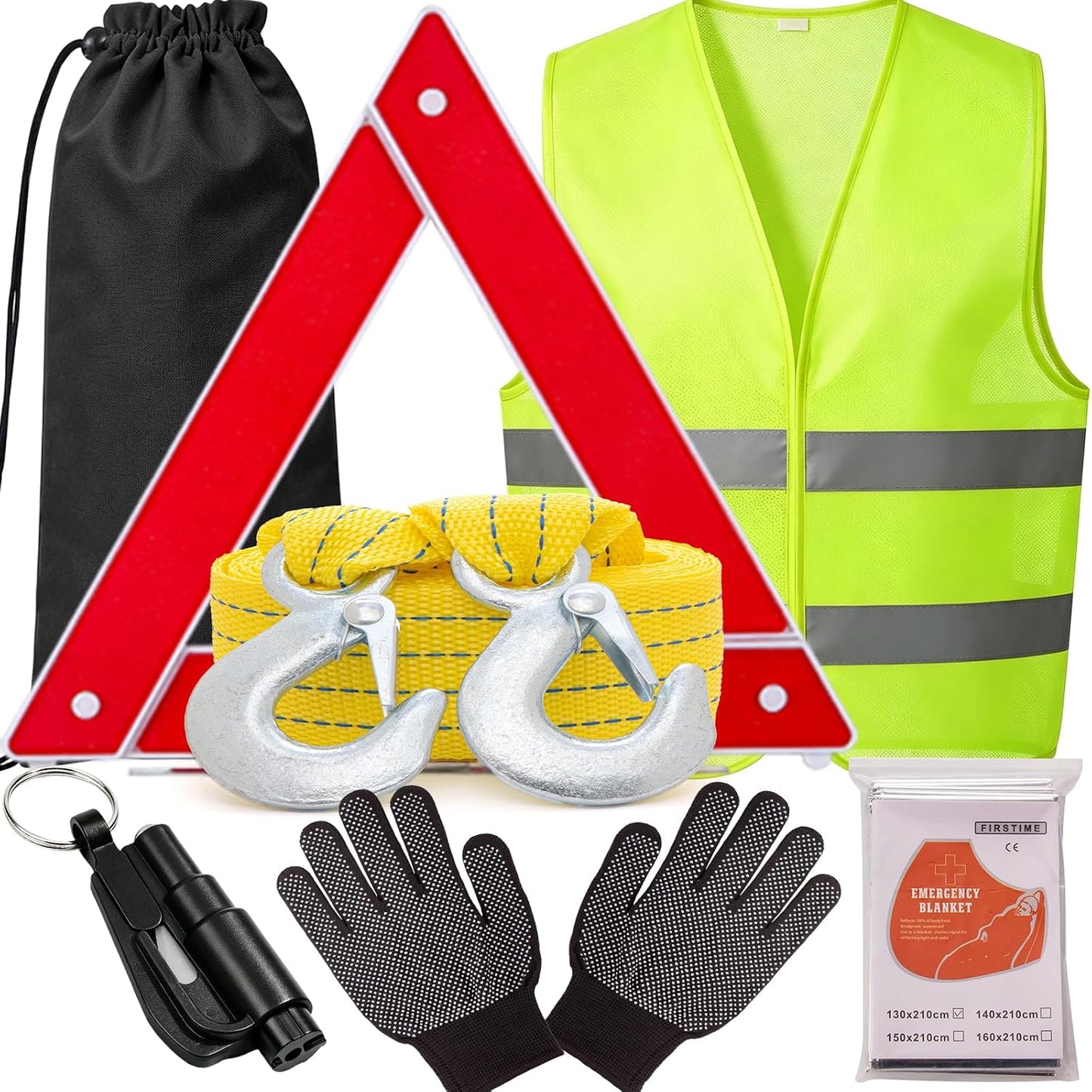 Car Roadside Emergency Kit Automotive Car Safety Kits for Vehicles Woman Man Teen Black