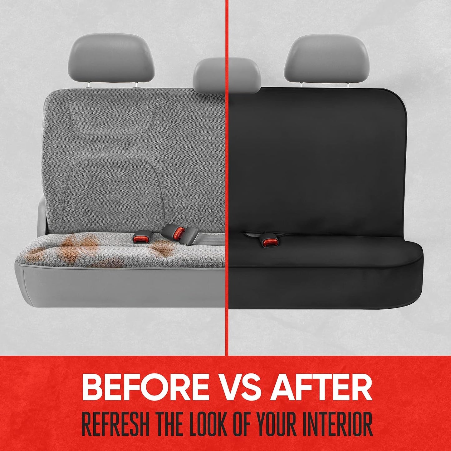 Motor Trend AquaShield Black Neoprene Rear Bench Seat Cover - 100% Waterproof Back Seat Protector for Car Truck Van SUV - Universal Fit for Dogs, Pets & Kids
