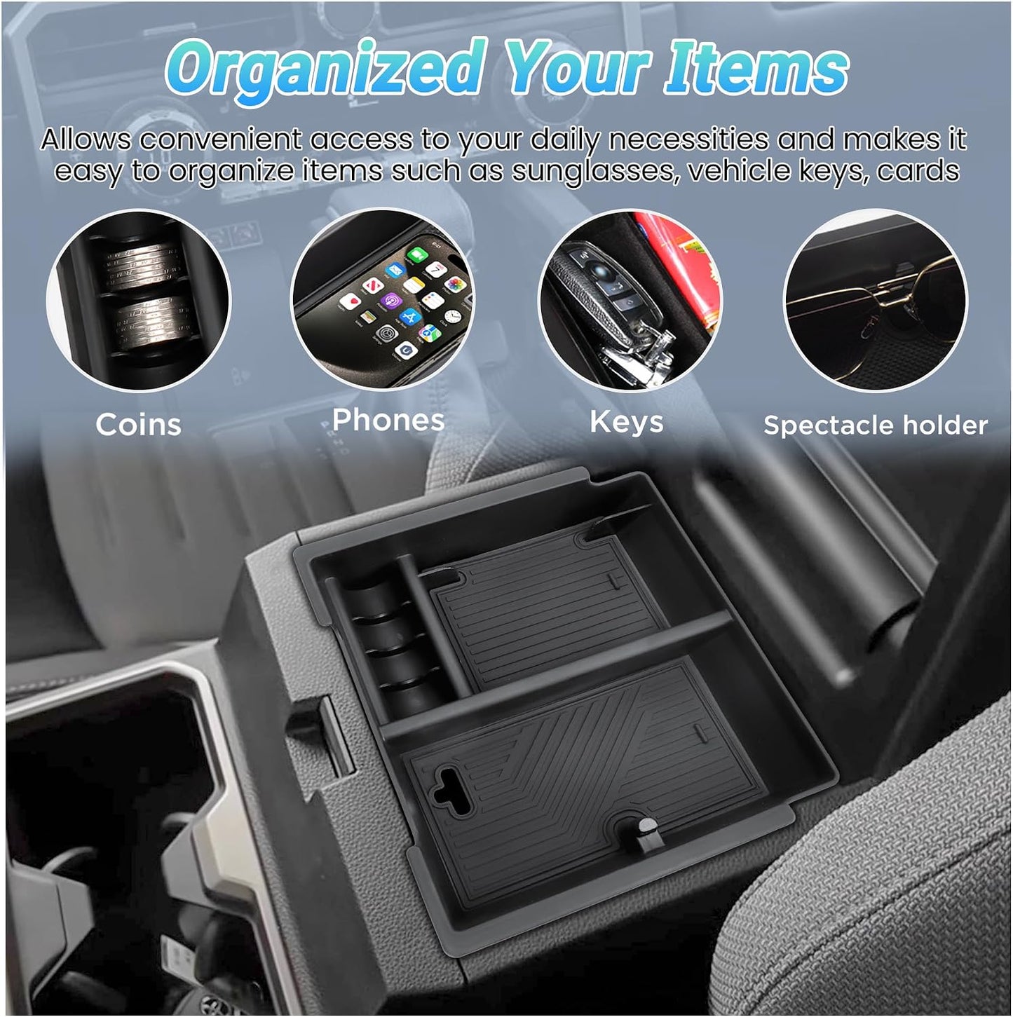 Center Console Organizer Compatible with 2025-2026 Toyota 4Runner (6th Gen) Interior Accessories, Cup Holder, Armrest Organizer Tray and Hidden Storage Box
