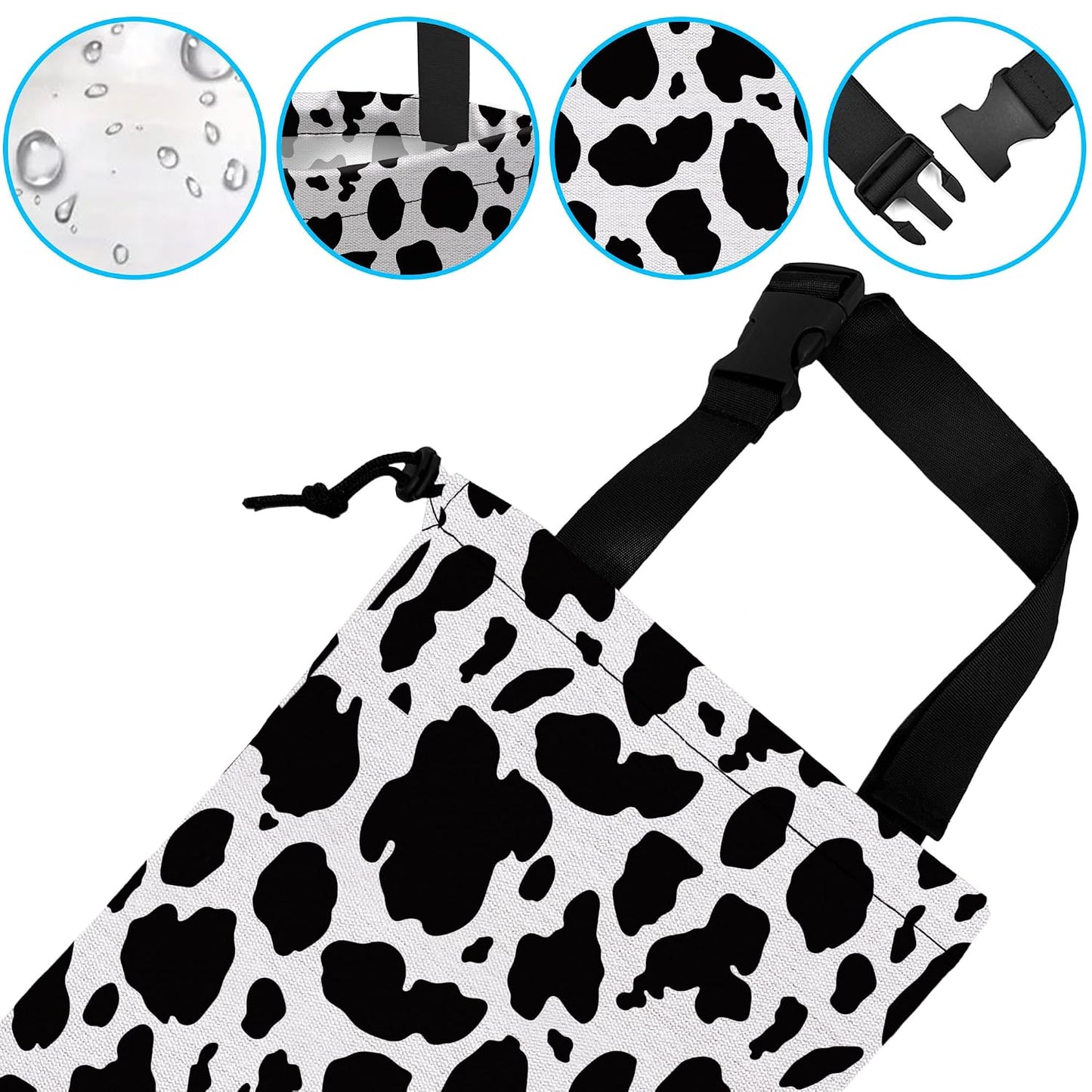Car Trash Bag Cow Texture Car Garbage Bag Hanging Car Trash Can for Back Seat with Drawstring, Waterproof Garbage Bags for Accessories Vehicle Travelling Camping Outdoor