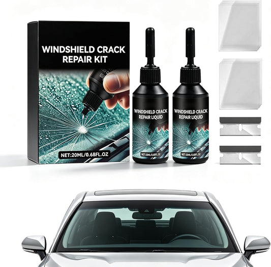 2 Pack Windshield Chip Repair Kit, Glass Repair Liquid for Cracks | Windshield Crack Repair Kit for Fix Car Windows, Rearview Mirrors and Glass, 20ML Cracked Windshield Repair Kit