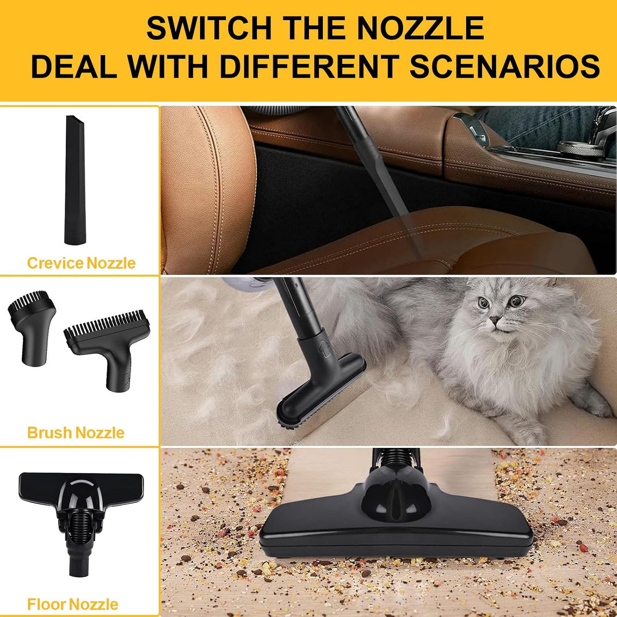 Cordless Vacuum Cleaner for De-Walt 20V, Brushless 5 in 1 Stick Vacuum with Washable HEPA Filter 55CFM Handheld Vacuum Cleaner for Floor, Carpet, Car, Shop Vac(Tool Only)