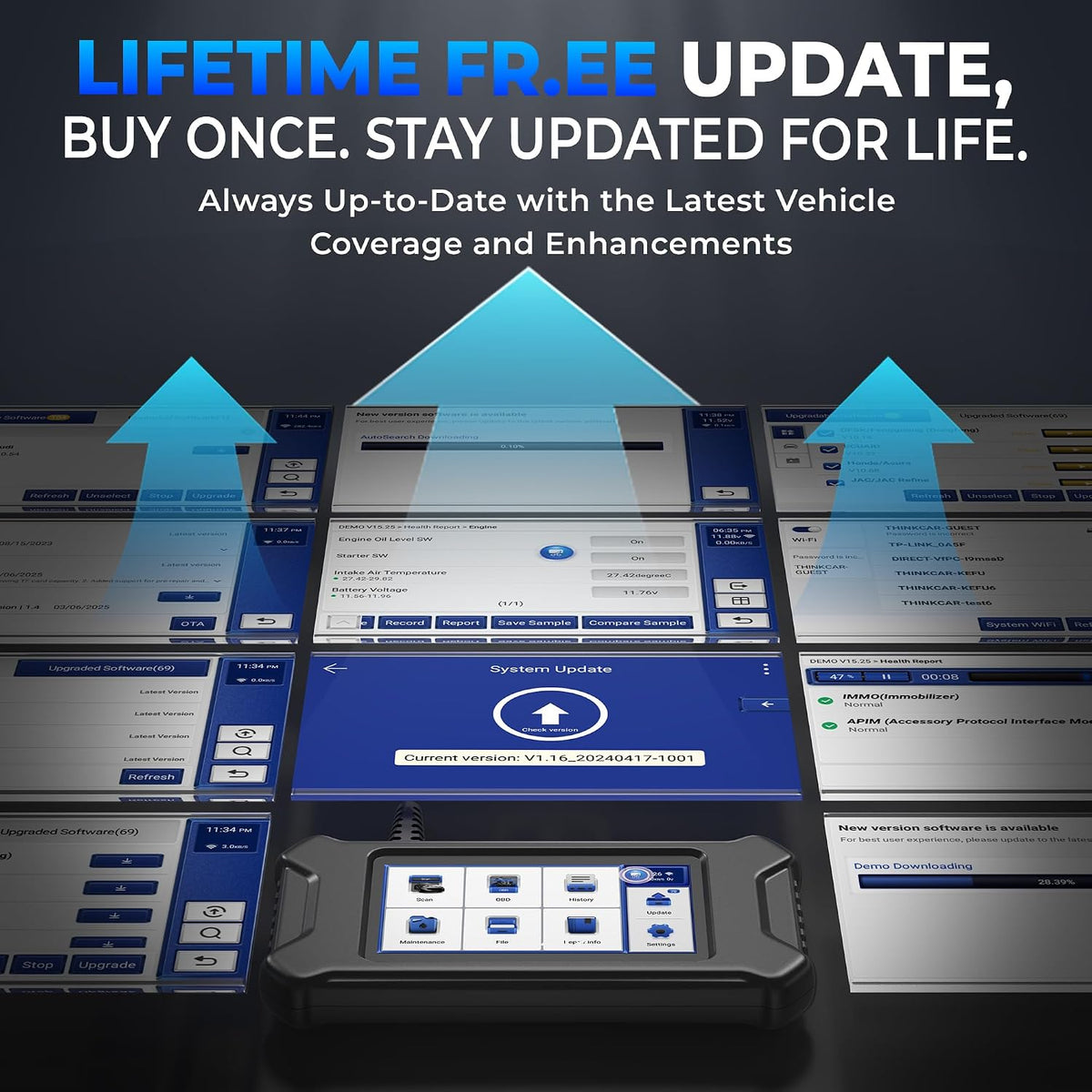 MUCAR CS6 OBD2 Scanner Diagnostic Tool, Engine Transmission BCM Car Scanner, ABS Code Reader, SRS TPMS Scan Tool, 7 Reset Service, Oil/EPB/SAS/TPMS/DPF/Throttle/ABS Bleed, Auto VIN, Free Update