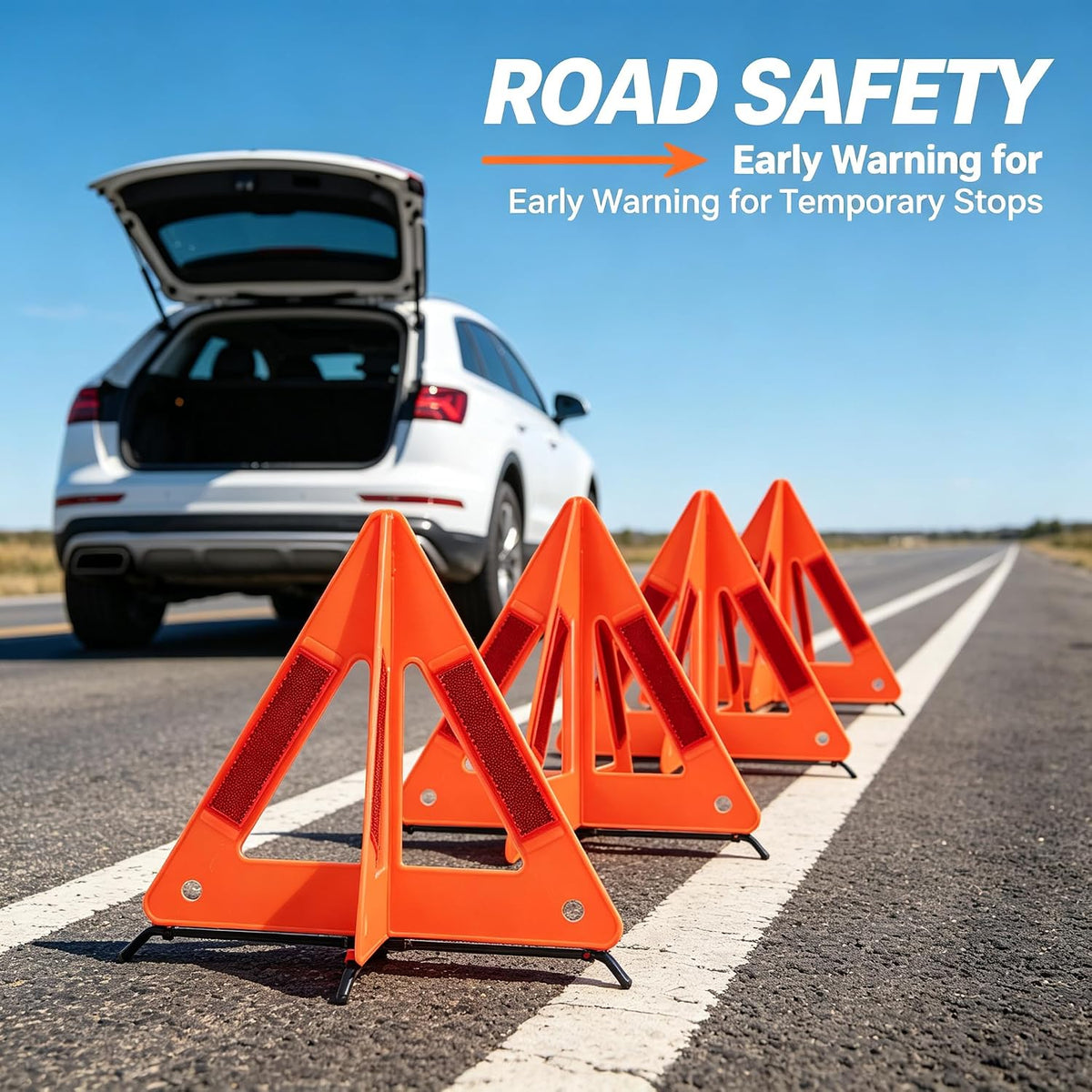 8 Pcs Emergency Reflective Triangles Warning Safety Signs