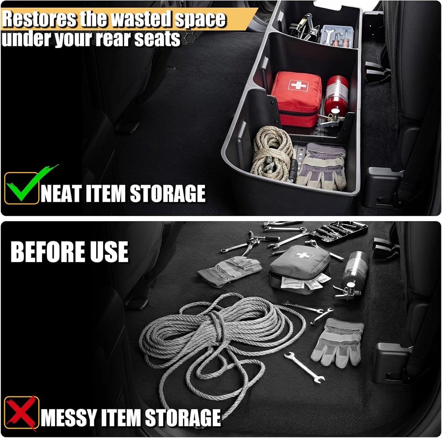 MAXDOM Under Seat Storage Fit for (2015-2026) F150 SuperCrew/Crew Cab (2017-2026) F250 F350 F450 F550 Super Duty Rear Underseat Organizer Box