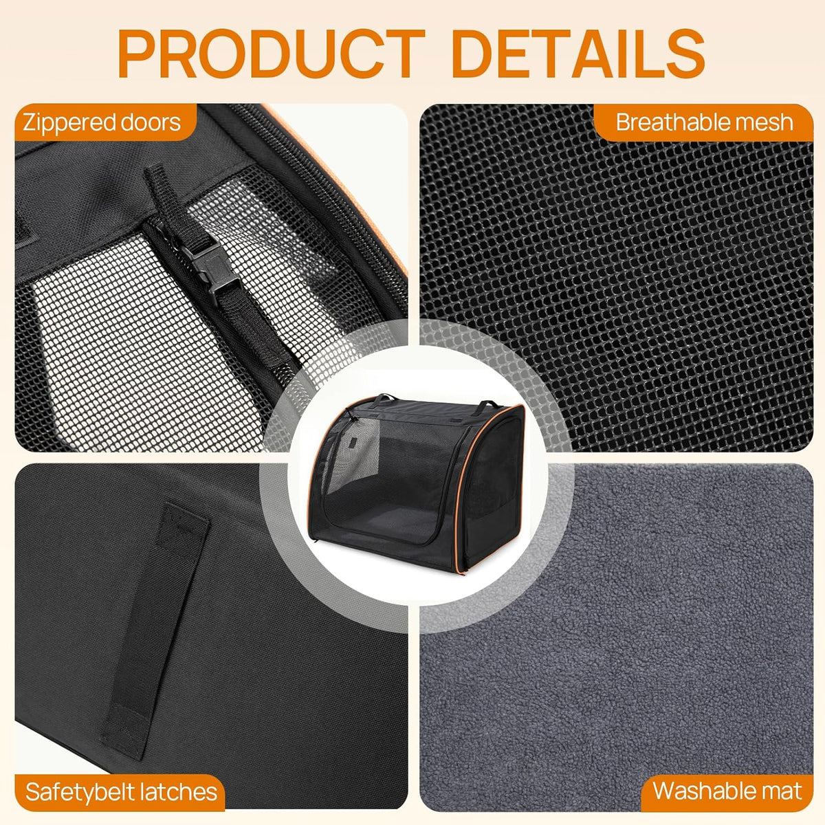 Dog Car Seat, Enclosed Carrier for Pets Travel Safety Dog Crate Soft-Sided Covered Car Kennel Carrier for Backseat for Medium Dogs