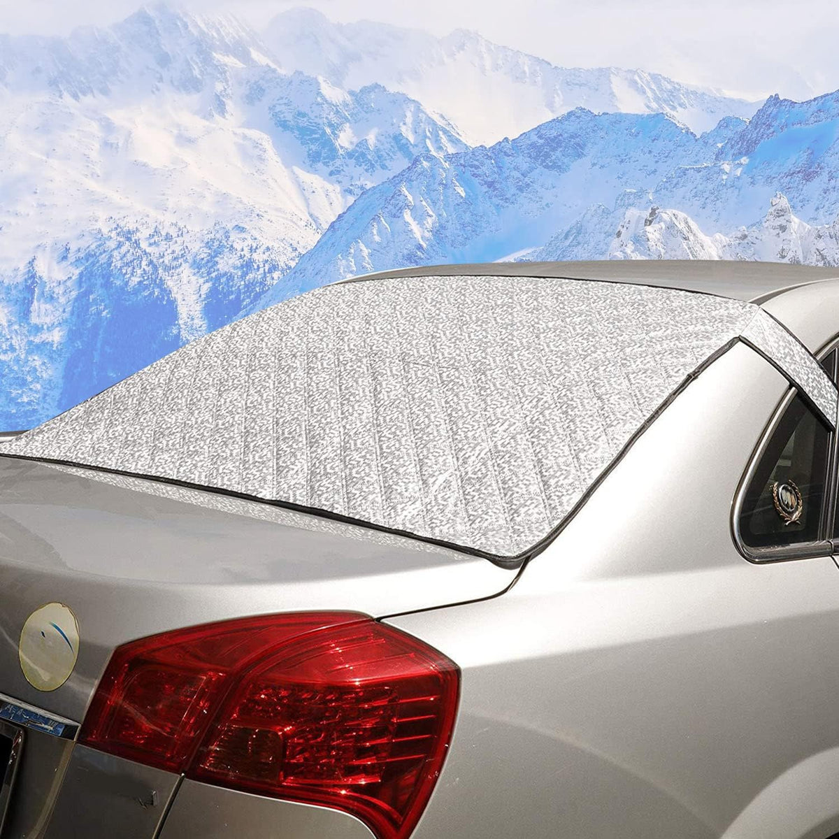 jeseny Pack-1 Rear Windshield Snow Cover, Back Window Frost Cover Offers Complete Protection from Snow, Ice and Other Winter Debris, Fits for Most SUVs/Vans (Silver#XD006/55"*31.5")