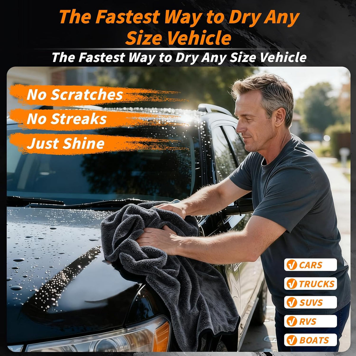 8 Pack Microfiber Car Towels, 36" x 24" Microfiber Cleaning Cloth, 600 GSM