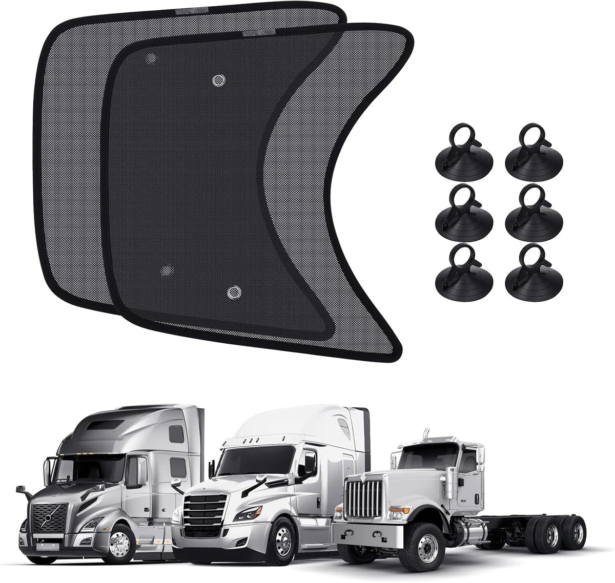 KUST 2PCS 23''*21.6'' Side Window Shades for Semi Truck/Heavy Duty Truck - Freightliner Cascadia, Volvo, Mack, Kenworth, Peterbilt, International LT, Western Star - Mesh Shade - Truck Accessories