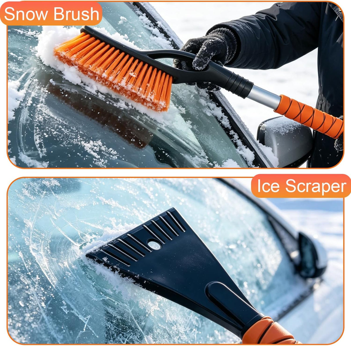 2 Pack Snow Brush, Portable Ice Scrapers for Car Windshield 25"