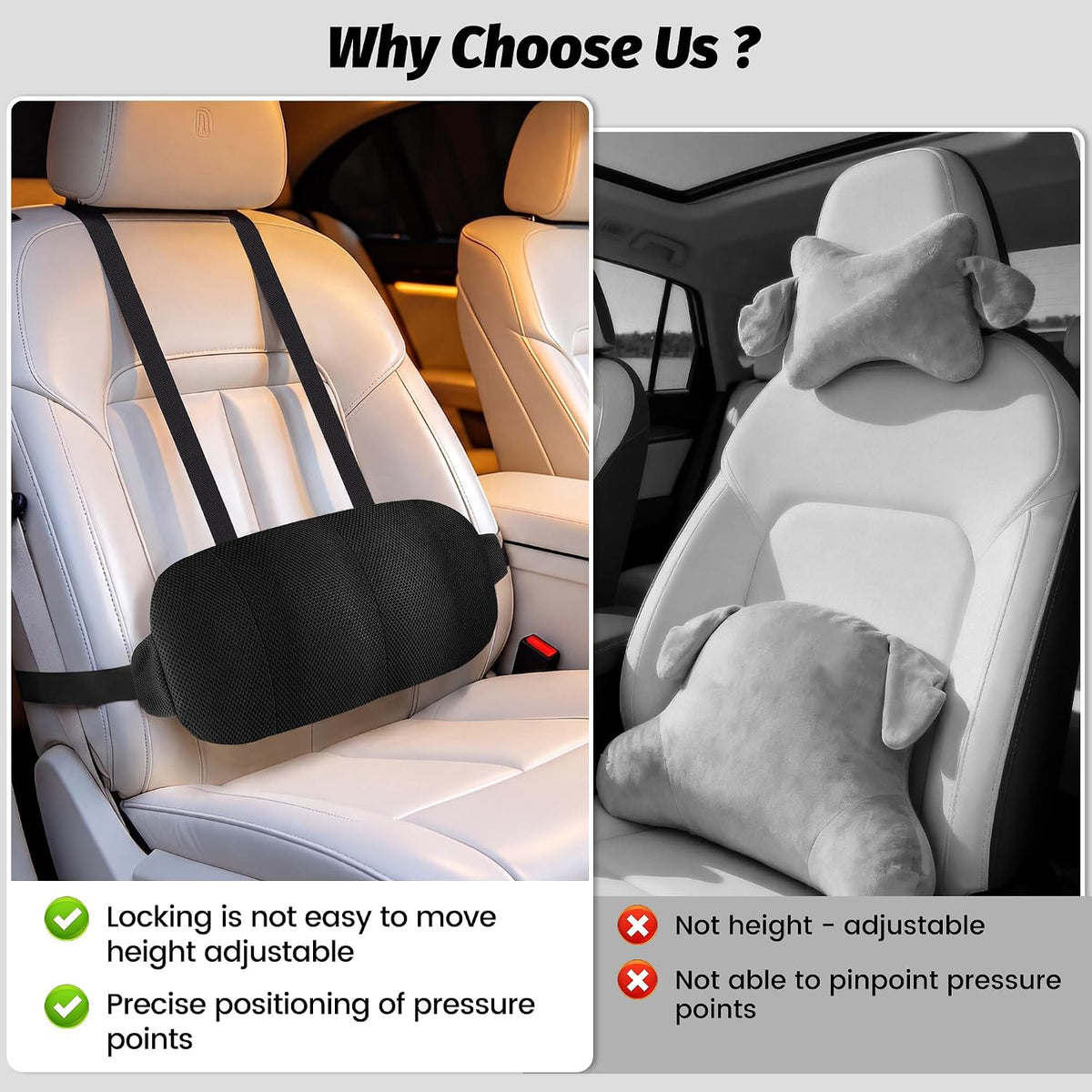 ZUAMEGULumbar Support Pillow for Car, Office Chair & Travel
