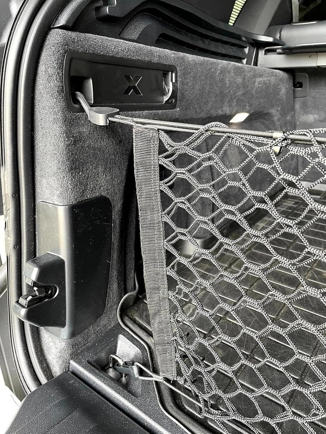 Rear Trunk Organizer Cargo Net for BMW X5 2019-2026 — Envelope Style Cargo Net for SUV — Premium Mesh Elastic Car Trunk Organizer Vehicle Carrier Storage — Compatible with X5