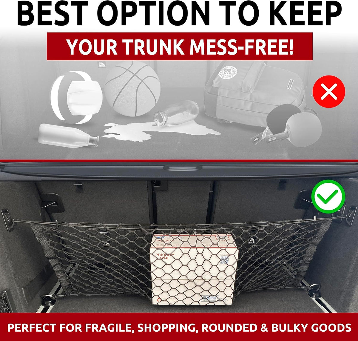 Envelope Style Automotive Elastic Trunk Mesh Cargo Net for BMW X3 Accessories 2017-2025 - Premium Trunk Organizers and Storage - Luggage Net for Crossover - Best Car Organizer for BMW X3