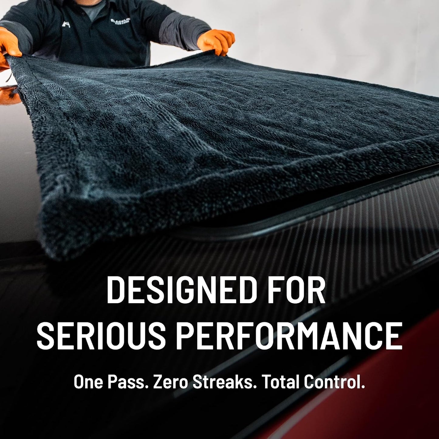 Blackline 24"x36" Twisted-Loop Car Drying Towel, 1300GSM, Streak Free, Lint Free, Reusable - Car Accessories, Microfiber Cleaning Cloth for Car, Truck, SUV - One Pass is All You Need