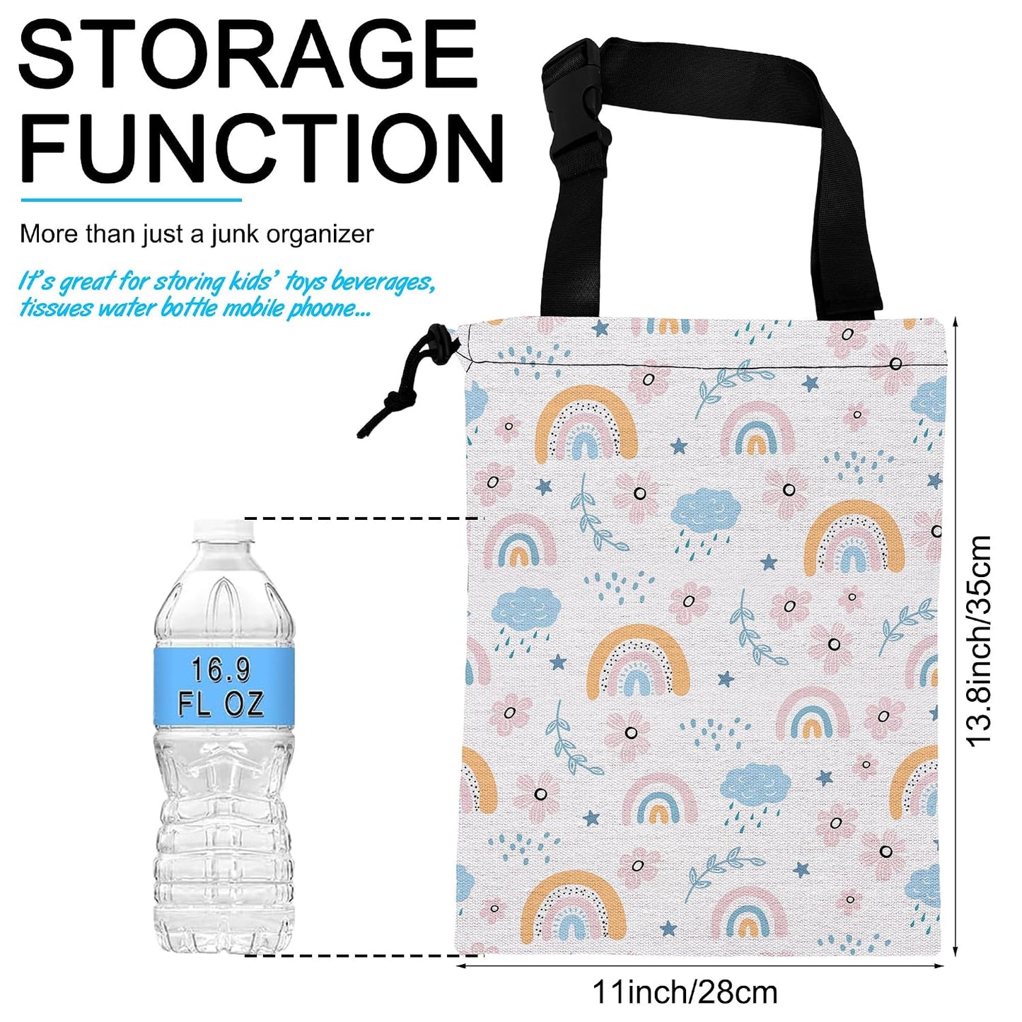Car Trash Bag Hanging Cloud Rainbow Flower Car Trash Can Waterproof Garbage Bag Hanging for Car Back Seat
