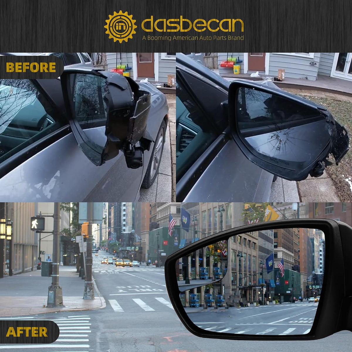 Dasbecan Left Side Mirror Compatible with 2012-2014 Ford Focus Black 5Pins